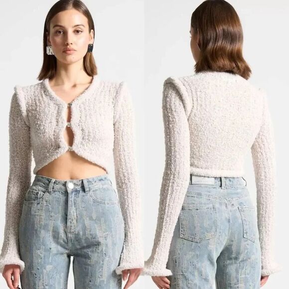 Manière De Voir Flared Sleeve Textured Knit Cardigan S Nwt - Picture 2 of 12